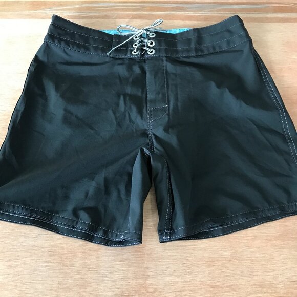 Birdwell Boardshort Swim Shorts Men 30 Black Beach Britches Lace Closure Pocket - Picture 1 of 12